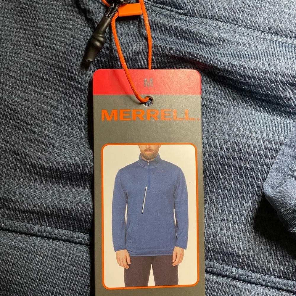MERRELL Men's Blue Quarter-Zip Pullover Size: Medium - Picture 6 of 8